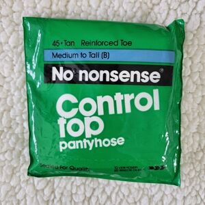 Vintage No Nonsense Control Top Pantyhose 45 Tan Reinforced Toe Med To Tall B